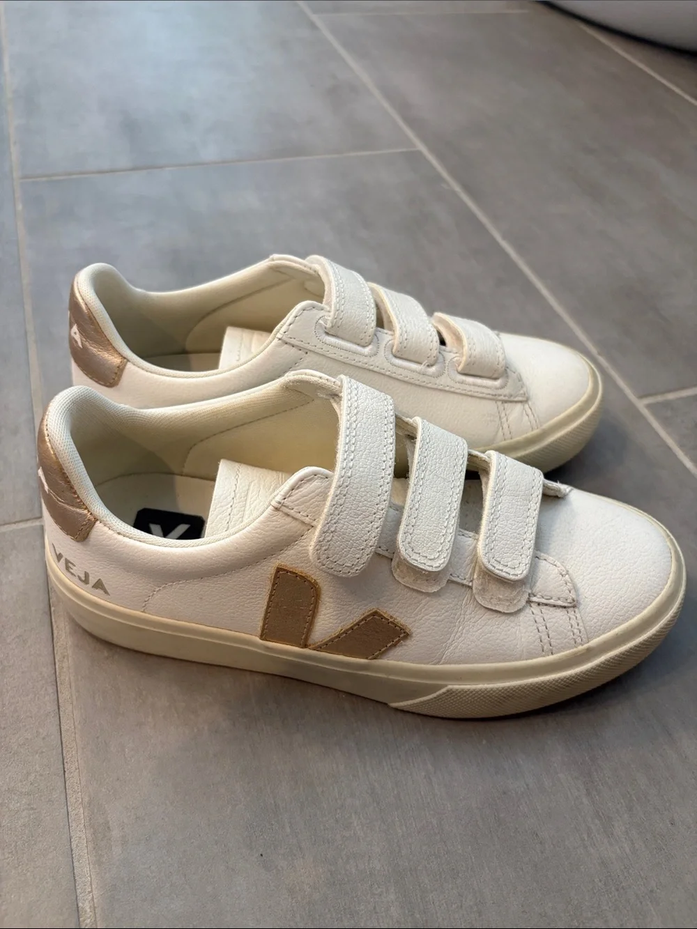 Veja White Leather Triple Strap Recife